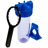 Корпус фильтра AquaPro прозрачный 10SL,синий,6бар, лат. 1/2 кроншт. ключ